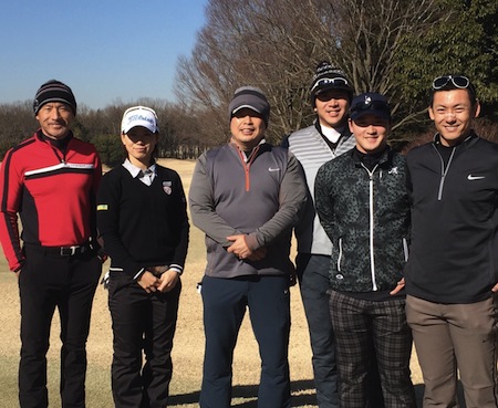 左より丸山コーチ、井上プロ、私、上本選手、永江選手、栗山選手